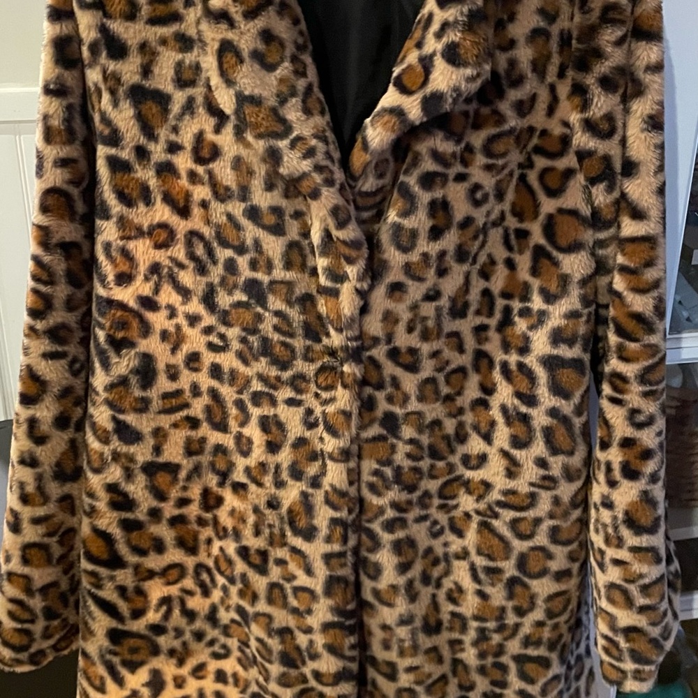 Leopard Print Faux Fur Coat